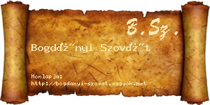 Bogdányi Szovát névjegykártya